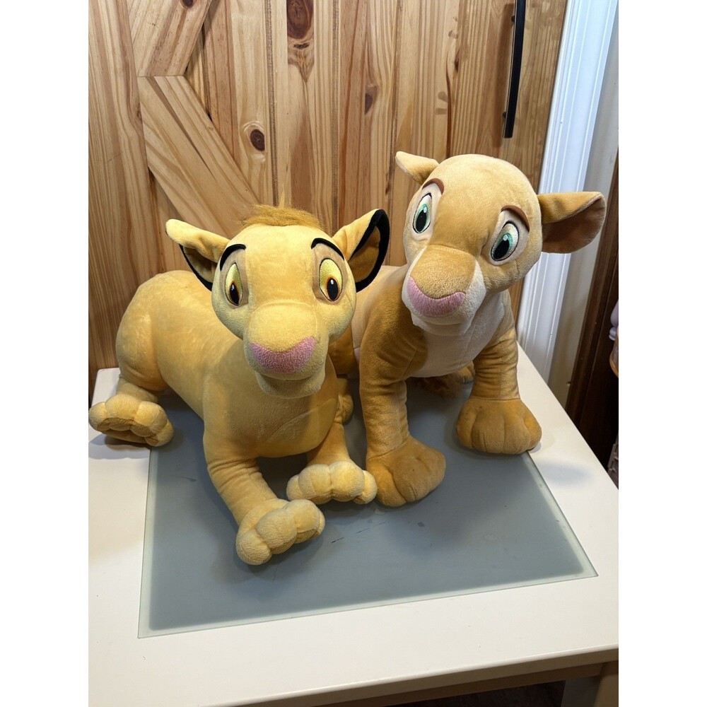 Disney The Lion King Simba & Nala Large 20 inch Plush Stuffed Animal Hasbro 2002